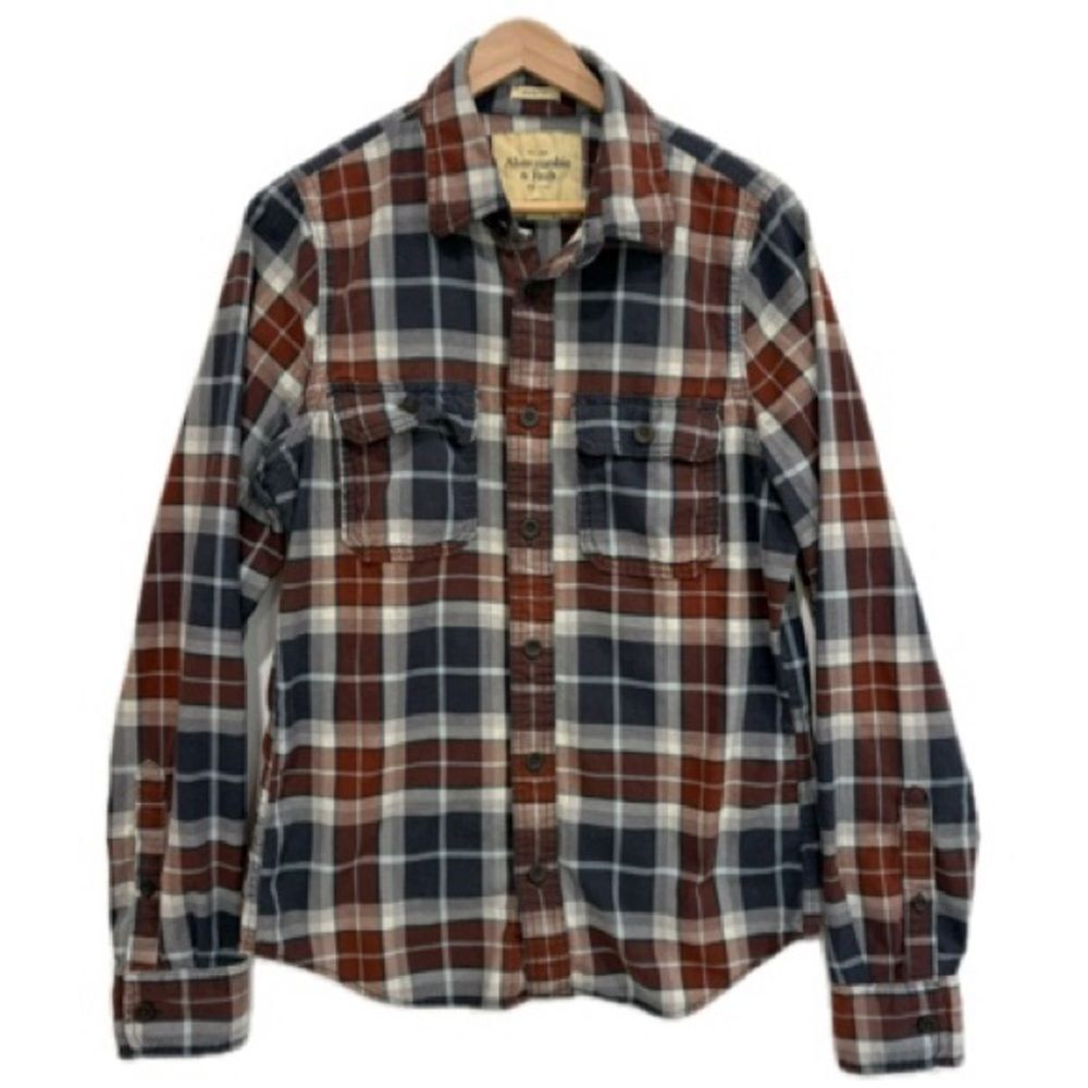 VTG Abercrombie & Fitch Plaid Long Sleeve Shirt Mens Size M Muscle Fit Y2K